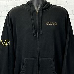 Mary J Blige World Tour Hoodie Hooded Sweatshirt Hip Hop Concert Black XXL 2XL